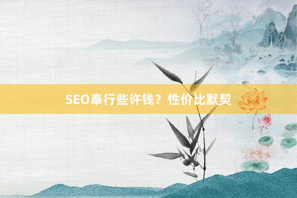SEO奉行些许钱？性价比默契